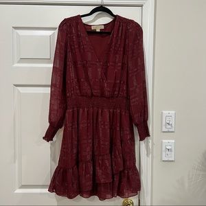 MICHAEL Michael Kors Burgundy plaid chiffon dress